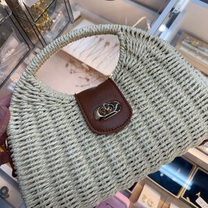 Brown and Cream Woven Handbag